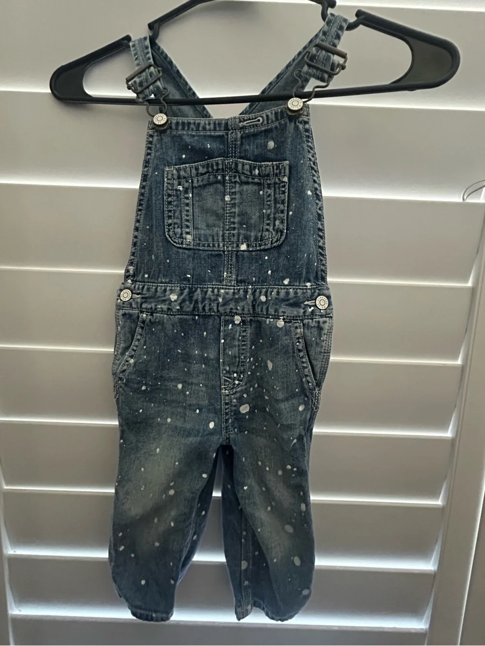 Gymboree Dark Blue Denim Overalls with White Paint-Splatter